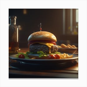 Burger On A Plate 102 Canvas Print