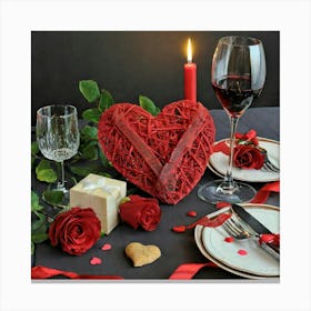 Valentine'S Day Table Setting Canvas Print