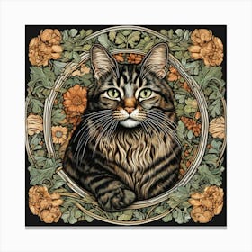 william morris inspired victorian Cat Canvas Print