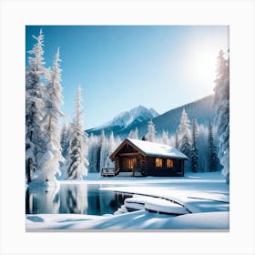 Cabin In The Snow Canvas Print