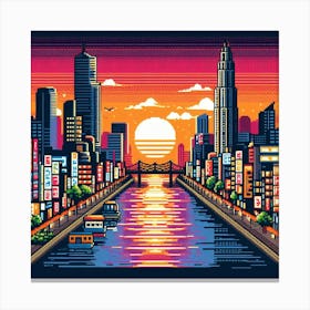 8-bit city skyline 2 Canvas Print