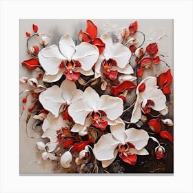 Pattern with White and red Orchid flowers 1 Canvas Print