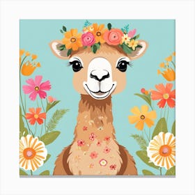 Floral Baby Camel Nursery Illustration (9) Canvas Print