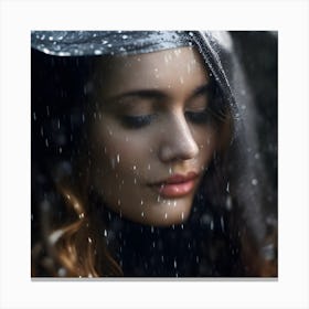 Portrait Of A Woman In The Rain Canvas Print