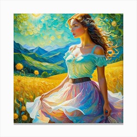 Girl In A Field fuh Canvas Print