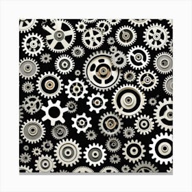 Cogs On A Black Background Canvas Print