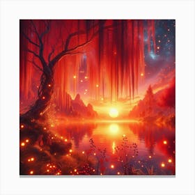 Sunset In The Forest Canvas Print