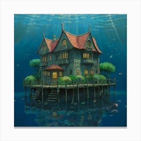 Default Cozy Mansion Under The Water Studio Ghibli Film By Hay 2 Canvas Print