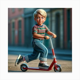 Boy on Scooter 1 Canvas Print