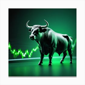 Stock Market Bull Market Trading Up Trend Of Graph Green Background Rising Price 4 Canvas Print