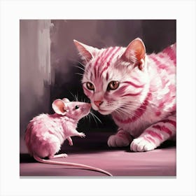 Cat And Mouse Make Friends Canvas Print