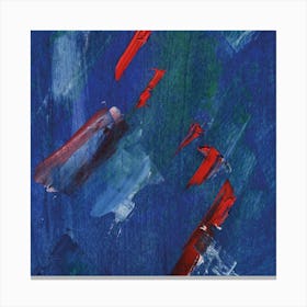Red And Blue Square Abstract Paint Canvas Print