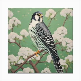 Ohara Koson Inspired Bird Painting American Kestrel 2 Square Canvas Print