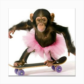 Chimpanzee On Skateboard 1 Canvas Print