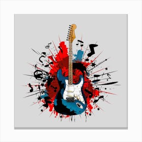 Electric Guitar With Music Notes Canvas Print