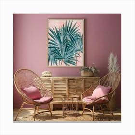 Summer Palm Leaves In Pink Wall Art Illustration P 1jdlma8kq5mqhpft Rnasw T27rhu79sac9p Cj4cz8w Canvas Print