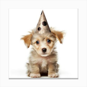 Puppy In Party Hat Canvas Print