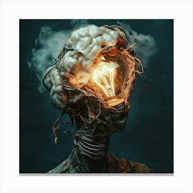 Brain With A Light Bulb Canvas Print