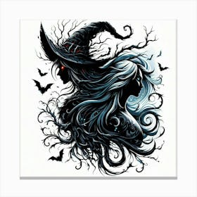 Witches And Bats Canvas Print