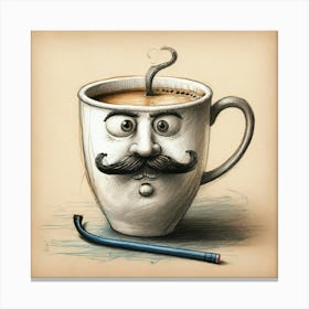 Coffee Cup With Mustache 1 Canvas Print