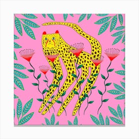 Yellow Cheetah2 Square Canvas Print