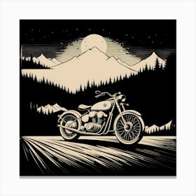 Motorcycle In The Mountains, black and white monochromatic art 2 Canvas Print