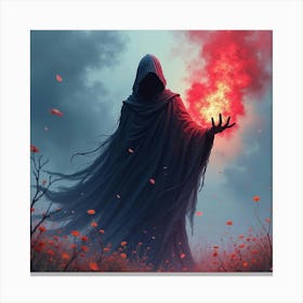 Black Magic Entity In A Vivid Watercolor Environment 1 Canvas Print