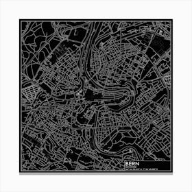 Bern Schweiz city map white on black blueprint design Stampe su tela