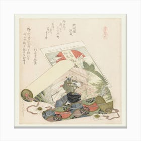 A Comparison Of Genroku Poems And Shells, Katsushika Hokusai 3 Canvas Print