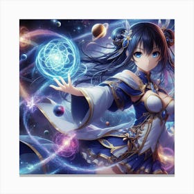 Anime Girl In Space Canvas Print