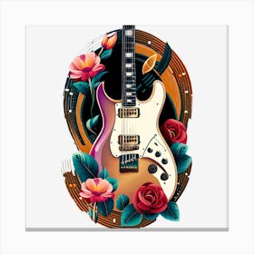 Electric Guitar With Roses 6 Canvas Print
