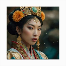 Chinese Empress The Magic of Watercolor: A Deep Dive into Undine, the Stunningly Beautiful Asian Goddess 2 Canvas Print