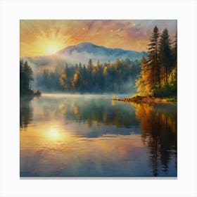 Default Beautiful Nature Photo Painting Of A Misty Sunrise On 0 Canvas Print
