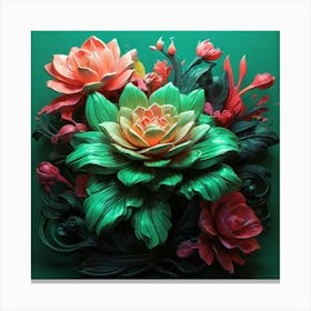 Neon Bloom Green Art Print 1 (1) Canvas Print