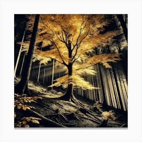 Golden Tree In The Forest 1 Canvas Print