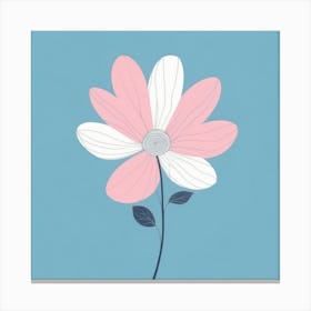 A White And Pink Flower In Minimalist Style Square Composition 212 Canvas Print