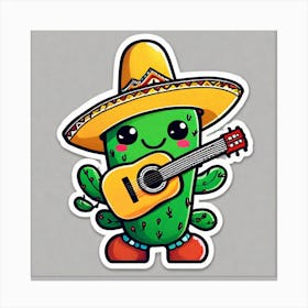 Cactus With Guitar 18 Canvas Print