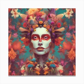 Woman With Flowers On Her Head 2 Canvas Print