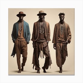 Men's silhouettes in boho style 3 Canvas Print