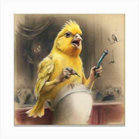 Bird With A Microphone 1 Canvas Print