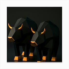 Golden Black Bulls Canvas Print