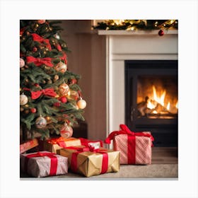 Christmas Tree With Presents 17 Canvas Print