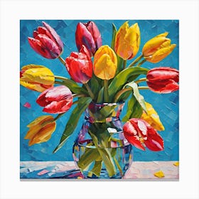 Spring Tulips in Glass Vase Canvas Print