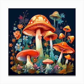 Mushrooms And Flowers 41 Canvas Print