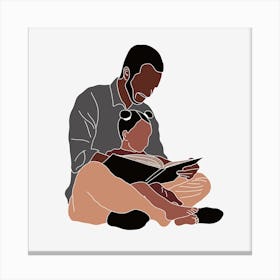 Father Reading To His Child Father's Day Canvas Print