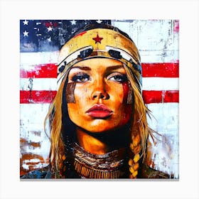 Patriotic Youth - Americana Girl Canvas Print