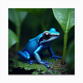 A Charming Blue Poison Dart Frog Hidden In The Leaves 1 Canvas Print