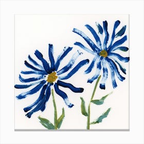 Blue Flowers - minimal minimalist painting hand painted flowers nature Canvas Print