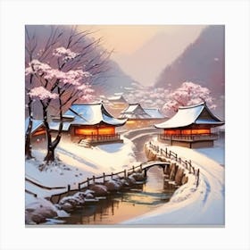 Japanese Winter Village Canvas Print