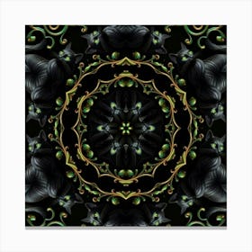 Abstract Black And Green Floral Pattern Lienzo